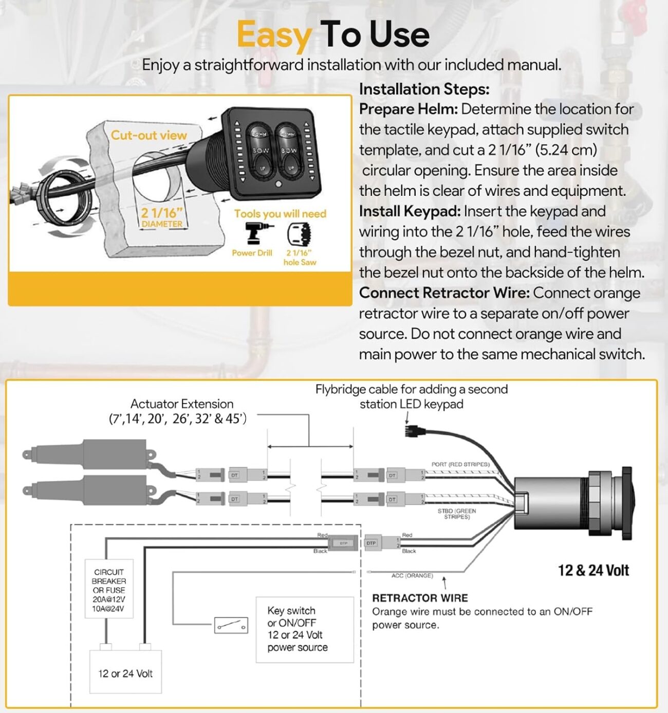 15170 001 LED Indicator Tactile Trim Tab Switch For Lenco Marine Single Actuator EBay