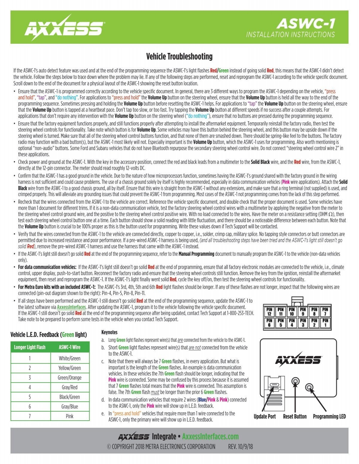 ASWC 1 Vehicle Troubleshooting