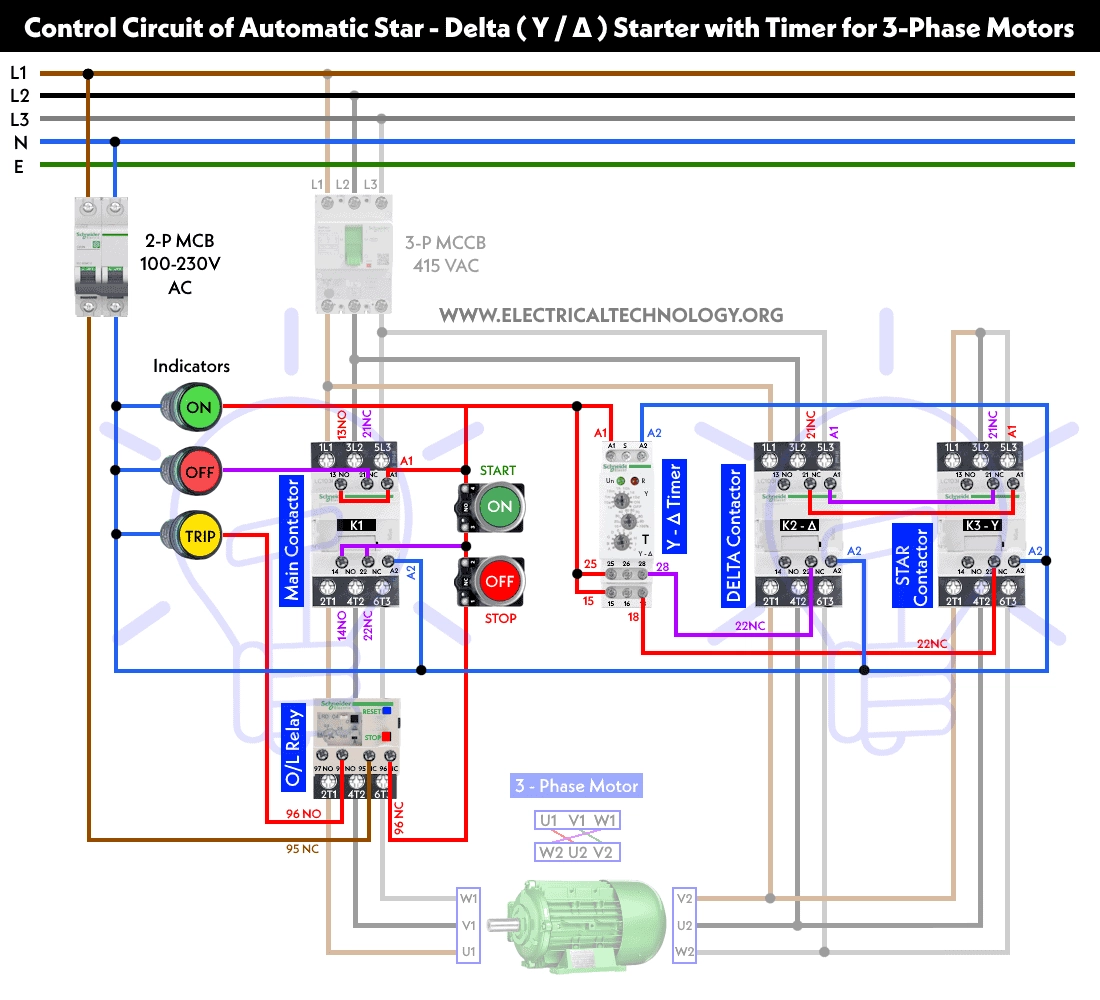Automatic Star Delta Starter Power Control Wiring Diagram