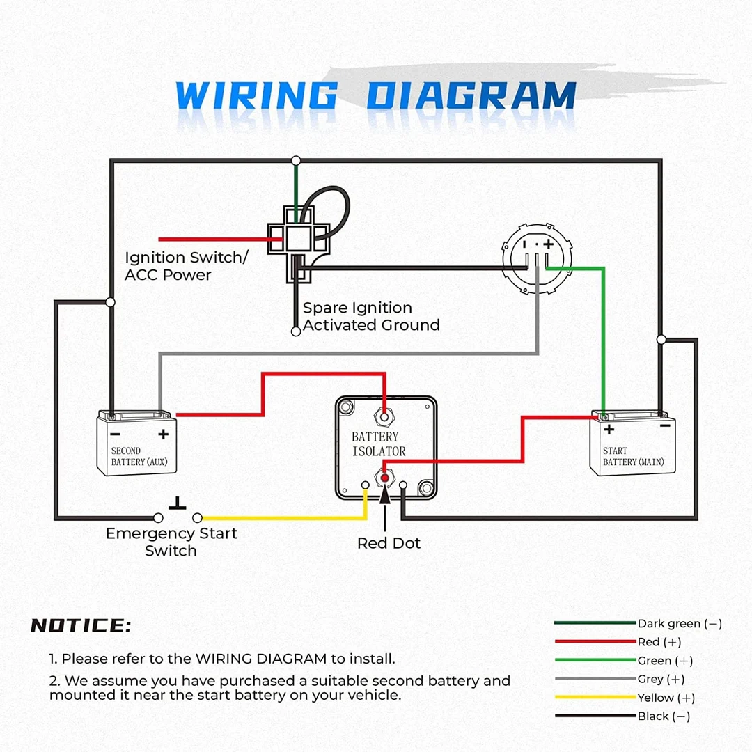 Dual Battery Isolator Kit Kemimoto