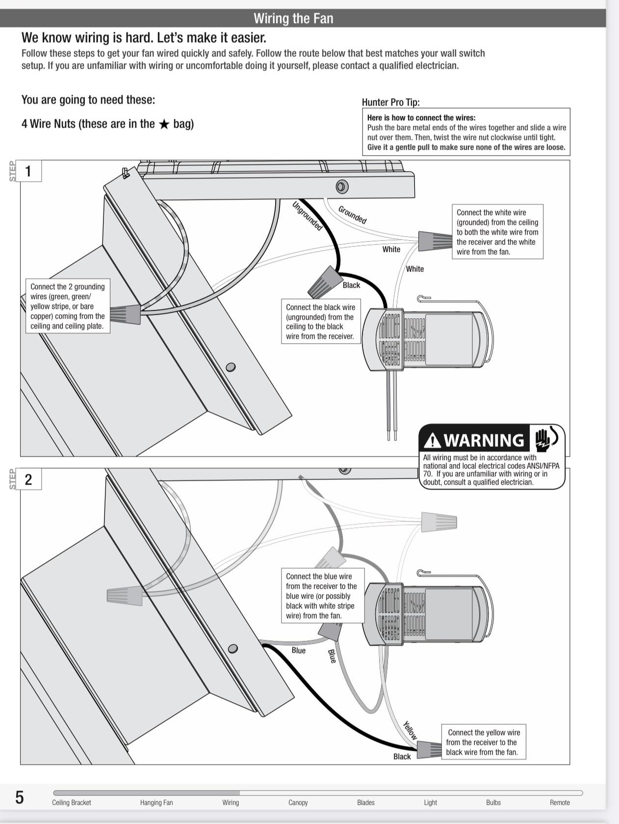 How To Connect Wiring For Ceiling Fan With Remote Receiver Connection To Two Switches Manual Only Shows Method For Single Switch R askanelectrician