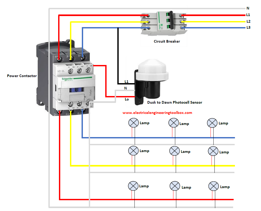 How To Wire A Photocell Switch To Lighting Loads With A Contactor Learning Electrical Engineering