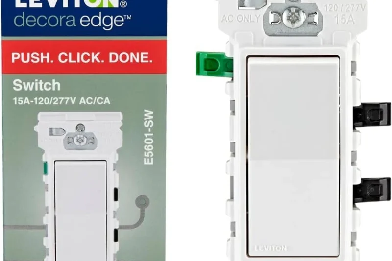 Leviton E5601 Decora Edge 15 Amp Single Pole Rocker Switch White