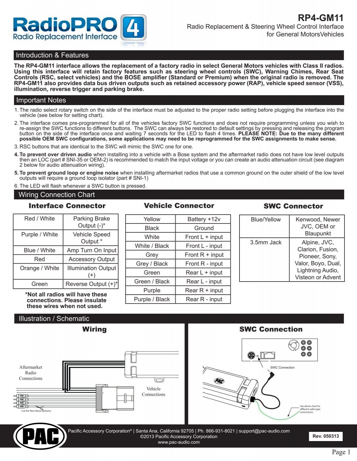 Please Click Here For The RP4 GM11 Instruction Manual PAC Audio