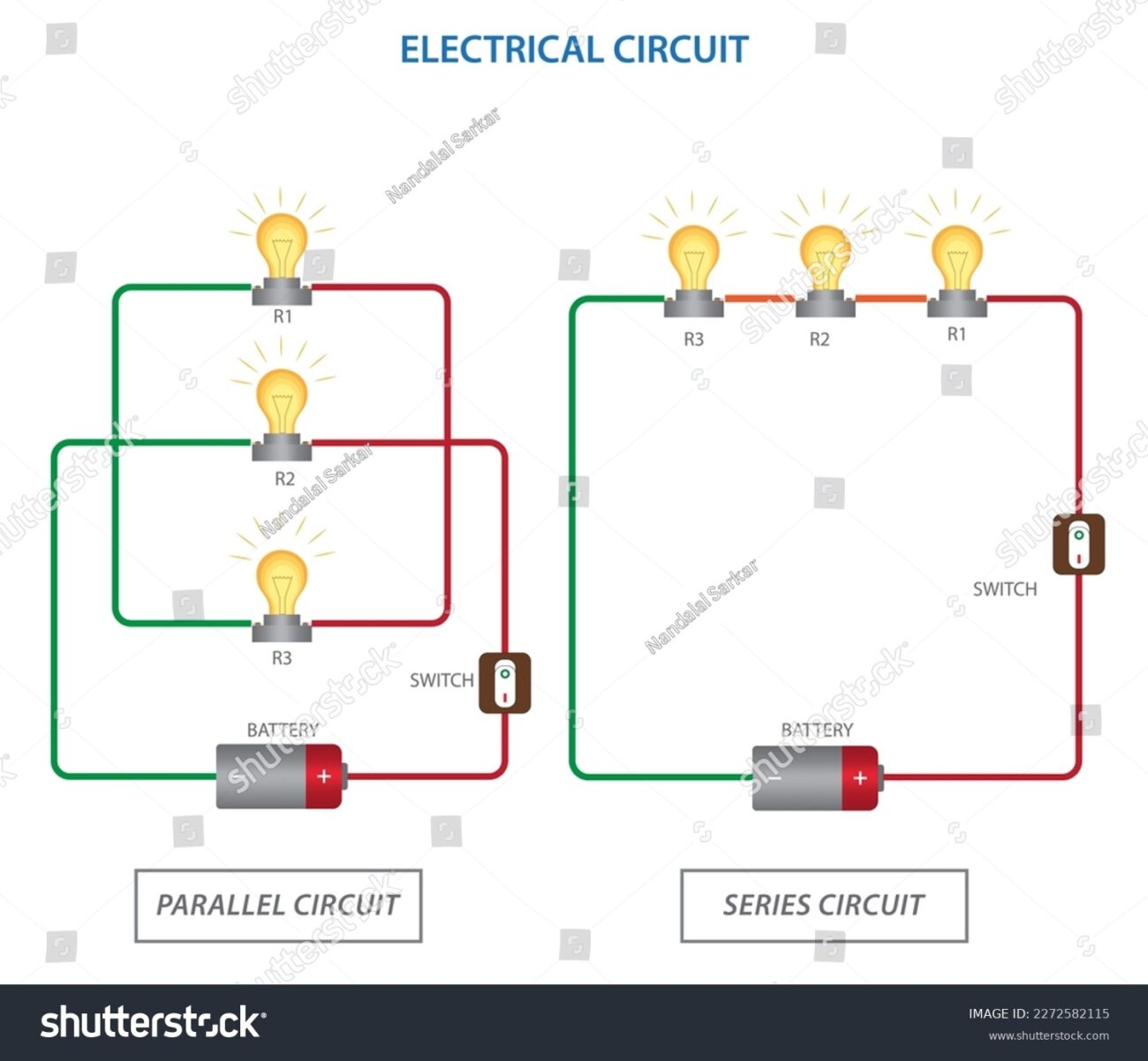 Series Parallel Electrical Circuits Parallel Circuit Stock Vector Royalty Free 2272582115 Shutterstock