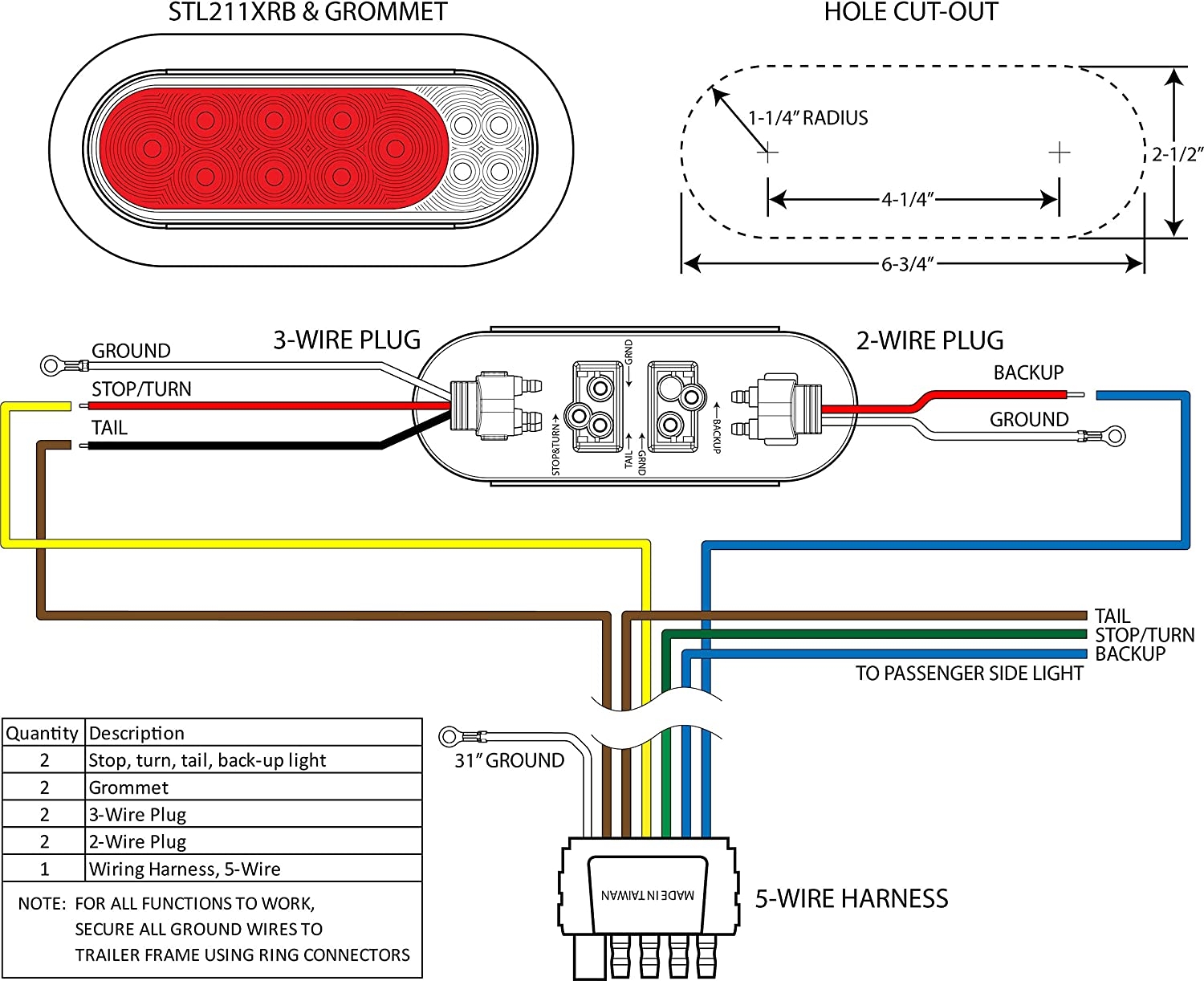 3 Wire Tail Light Wiring Diagram