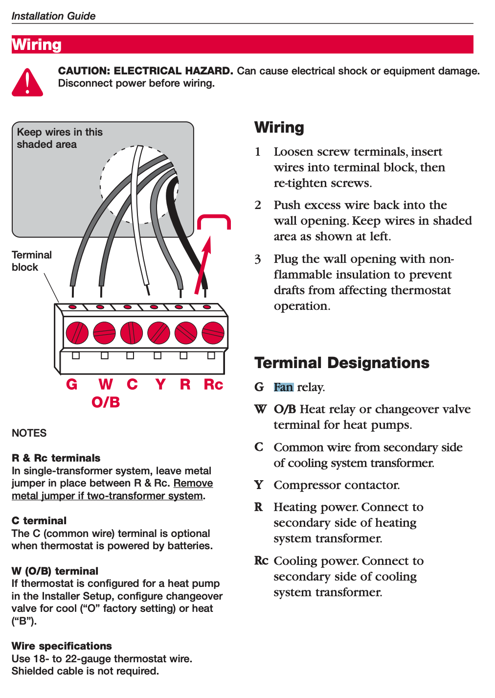 Thermostat Wiring Connections