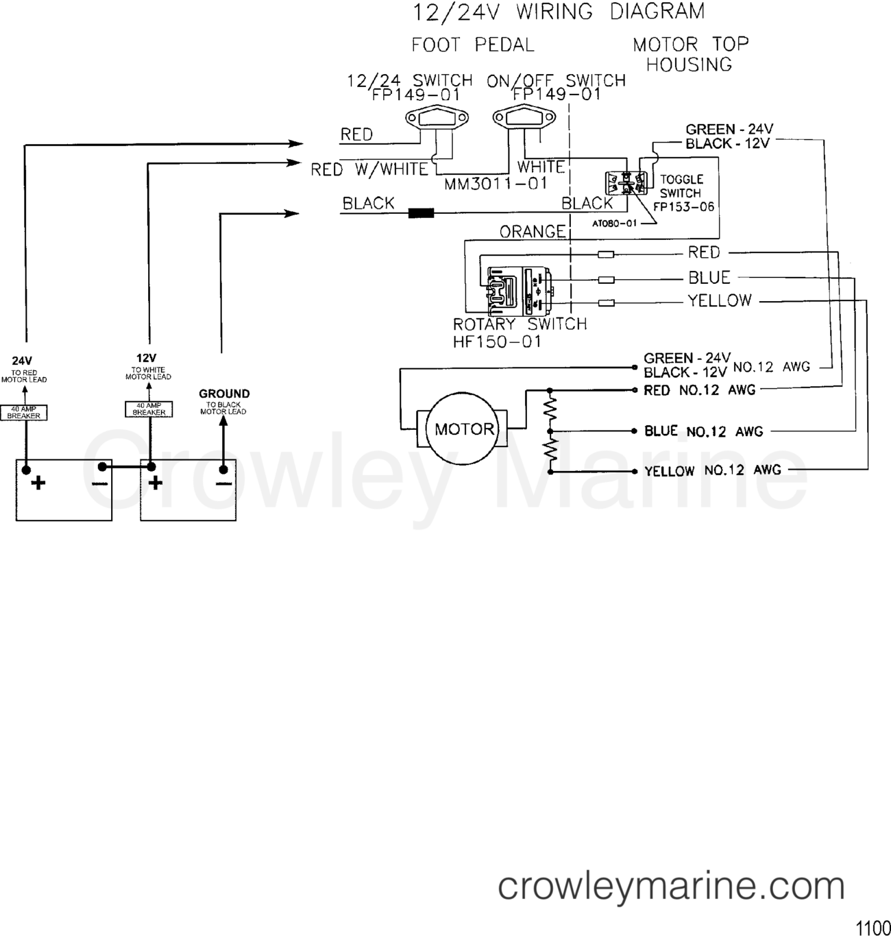 WIRE DIAGRAM MODEL 667 24 VOLT 1999 Electric Trolling Motor 12 24V MOTORGUIDE 9667B49V1 Crowley Marine