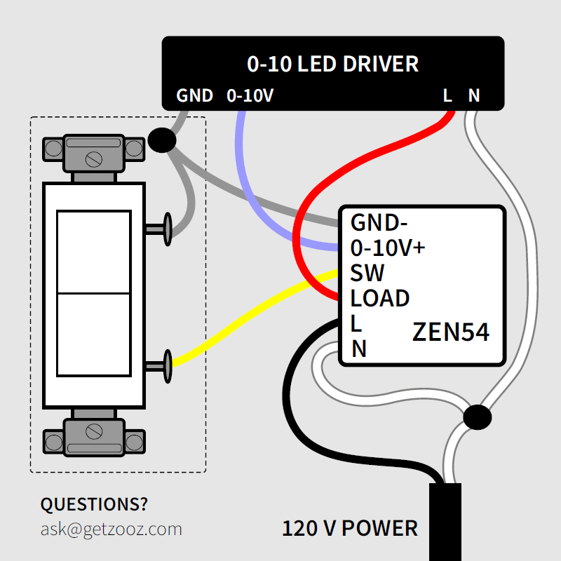 ZEN54 0 10 V Dimmer Wiring Diagrams Zooz Support Center